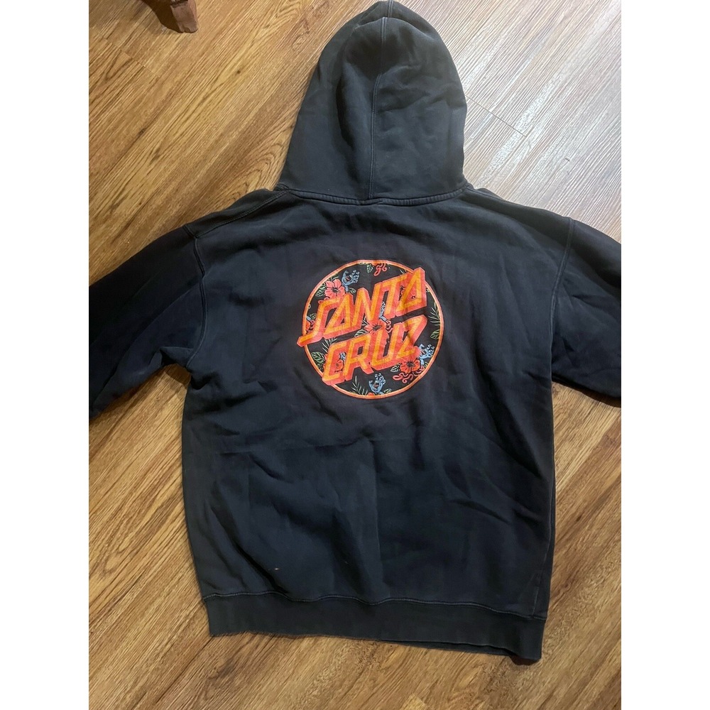 Santa Cruz Hoodie Mens Long Sleeve Graphic Logo Black See Measurements And Flaws